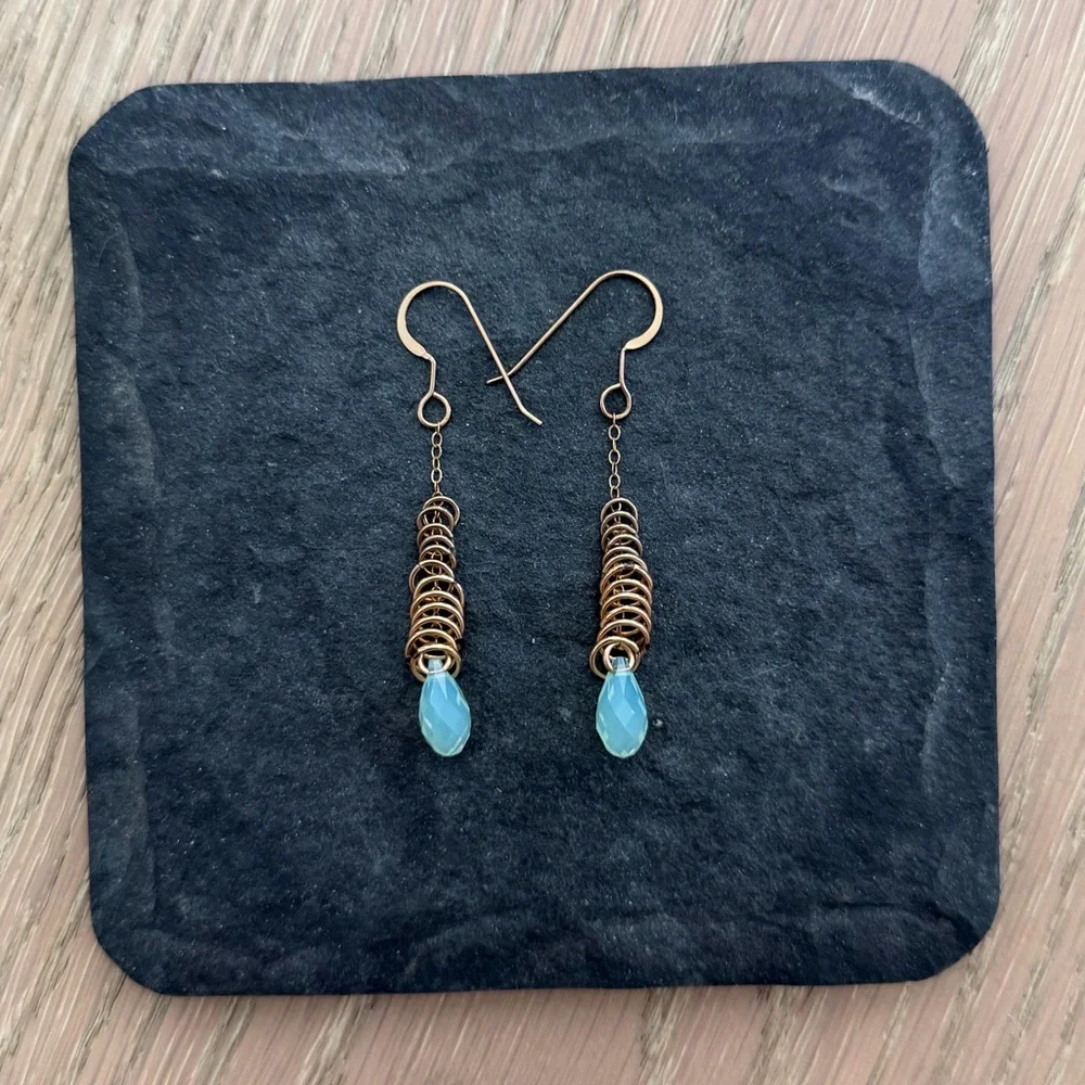 Limbo Jewelry Gold Wire and Chalcedony Earrings